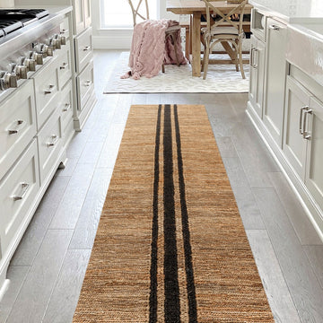 Olivier Rustic Beach House Wide Ticking Stripe Jute Area Rug